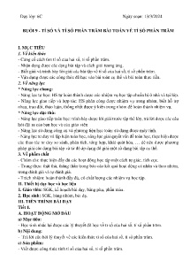 Giáo án dạy thêm Toán 6 - Buổi 9: Tỉ số và tỉ số phần trăm bài toán về tỉ số phần trăm - Năm học 2023-2024