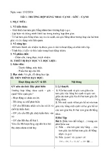 Giáo án dạy thêm Toán 7 - Buổi 5: Trường hợp bằng nhau cạnh, góc, cạnh. Trường hợp bằng nhau góc, cạnh, góc. Luyện tập - Năm học 2023-2024