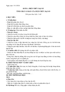 Giáo án dạy thêm Toán 8 - Buổi 1: Phân thức đại số. Tính chất cơ bản của phân thức đại số - Năm học 2023-2024