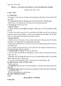 Giáo án dạy thêm Toán 8 - Buổi 11: Giải bài toán bằng cách lập phương trình - Năm học 2023-2024