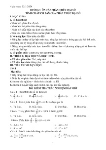 Giáo án dạy thêm Toán 8 - Buổi 13: Ôn tập phân thức đại số tính chất cơ bản của phân thức đại số - Năm học 2023-2024