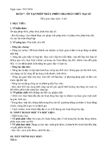 Giáo án dạy thêm Toán 8 - Buổi 7: Ôn tập phép nhân, phép chia phân thức đại số - Năm học 2023-2024