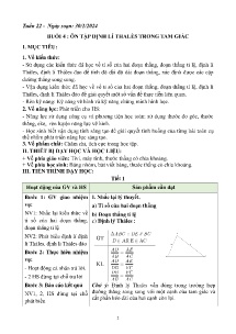 Giáo án dạy thêm Toán 8 - Tuần 22, Buổi 4: Ôn tập định lí thalès trong tam giác - Năm học 2023-2024