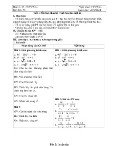 Giáo án dạy thêm Toán 9 - Buổi 3: Ôn tập phương trình bậc hai 1 ẩn - Năm học 2023-2024