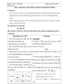 Giáo án dạy thêm Toán 9 - Buổi 4: Giải bài toán bằng cách lập phương trình - Năm học 2023-2024