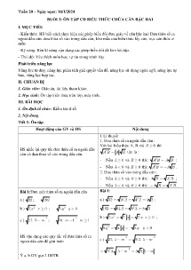 Giáo án dạy thêm Toán 9 - Tuần 20 - Năm học 2023-2024