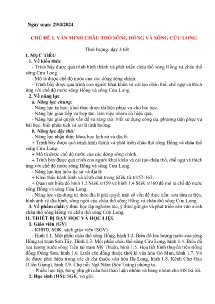 Giáo án Địa lí 8 - Chủ đề 1: Văn minh châu thổ sông Hồng và sông Cửu Long - Năm học 2023-2024