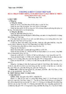 Giáo án Địa lí 8 - Chương 4: Biển và đảo Việt Nam - Bài 11: Phạm vi biển đông, vùng biển đảo và đặc điểm tự nhiên vùng biển đảo Việt Nam - Năm học 2023-2024