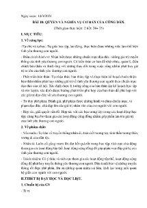 Giáo án GDCD 6 - Bài 10: Quyền và nghĩa vụ cơ bản của công dân - Năm học 2023-2024