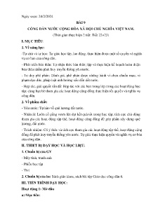 Giáo án GDCD 6 - Tiết 22+23, Bài 9: Công dân nước cộng hòa xã hội chủ nghĩa Việt Nam - Năm học 2023-2024