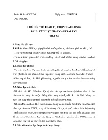 Giáo án GDTC 6 - Tuần 34, Chủ đề: Thể thao tự chọn (Cầu lông) - Năm học 2023-2024