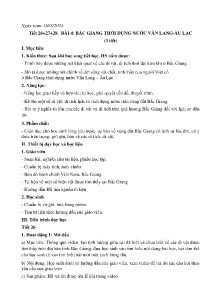 Giáo án Giáo dục địa phương 6 - Tiết 26-28, Bài 4: Bắc Giang thời dựng nước Văn Lang-Âu Lạc - Năm học 2023-2024