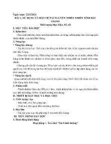 Giáo án Giáo dục địa phương 8 - Bài 1: Sử dụng và bảo vệ tài nguyên thiên nhiên tỉnh Bắc Giang - Năm học 2023-2024
