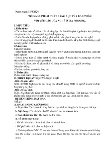 Giáo án Hoạt động trải nghiệm 7 - Tiết 31+32: Phẩm chất năng lực của bản thân với yêu cầu của nghề ở địa phương - Năm học 2023-2024