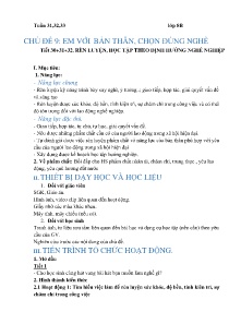 Giáo án Hoạt động trải nghiệm 8 - Chủ đề 9: Em với bản thân, chọn đúng nghề - Tiết 30-32: Rèn luyện, học tập theo định hướng nghề nghiệp