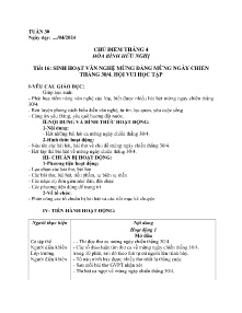Giáo án Hoạt động trải nghiệm, hướng nghiệp 9 - Tuần 30, Chủ điểm 4: Hòa bình hữu nghị - Năm học 2023-2024