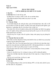 Giáo án Khoa học tự nhiên 7 - Tuần 22, Bài 24: Thực hành chứng minh quang hợp ở cây xanh - Năm học 2023-2024