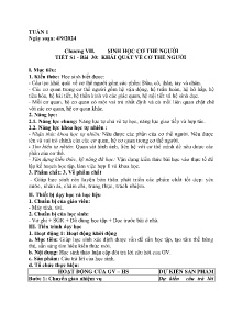 Giáo án Khoa học tự nhiên 8 - Tiết 1, Bài 30: Khái quát về cơ thể người - Năm học 2024-2025