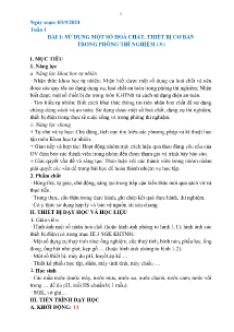 Giáo án Khoa học tự nhiên 8 - Tuần 1, Bài 1: Sử dụng 1 số hóa chất, thiết bị cơ bản trong phòng thí nghiệm - Năm học 2024-2025