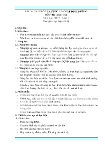 Giáo án Khoa học tự nhiên Lớp 7 (Kết nối tri thức) - Tuần 25, Bài 29: Vai trò của nước và chất dinh dưỡng đối với sinh vật - Năm học 2023-2024
