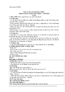 Giáo án Lịch sử 7 - Bài 14: Ba lần kháng chiến chống quân xâm lược Mông-Nguyên - Năm học 2023-2024
