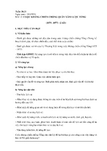 Giáo án Lịch sử 7 - Tuần 20+21, Bài 12: Cuộc kháng chiến chống quân xâm lược Tống (1075-1077) - Năm học 2023-2024