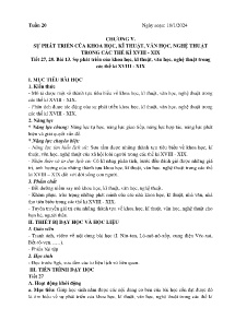 Giáo án Lịch sử 8 - Tiết 27+28, Bài 13: Sự phát triển của khoa học, kĩ thuật, văn học, nghệ thuật trong các thế kỉ XVIII-XIX - Năm học 2023-2024