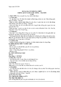 Giáo án Lịch sử Lớp 7 - Bài 14: Ba lần kháng chiến chống quân xâm lược Mông-Nguyên - Năm học 2023-2024