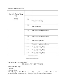 Giáo án Ngữ văn 9 - Tuần 28+29, Chủ đề 7: Ôn tập Tiếng Việt - Năm học 2023-2024