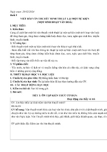Giáo án Phụ đạo Ngữ văn 6 - Buổi 5: Viết bài văn thuyết minh thuật lại 1 sự kiện (1 sinh hoạt văn hóa) - Năm học 2023-2024