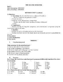 Giáo án Tiếng Anh 6 - Buổi 2: Revision unit 7 (Continue) - Năm học 2023-2024