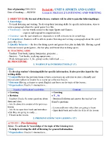 Giáo án Tiếng Anh 6 - Period 60, Unit 8: Sports and games (Lesson 6) - Năm học 2023-2024