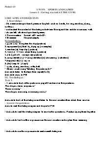 Giáo án Tiếng Anh 6 - Period 65-75