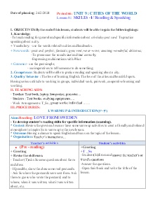 Giáo án Tiếng Anh 6 - Tuần 25, Unit 9: Cities of the world - Năm học 2023-2024