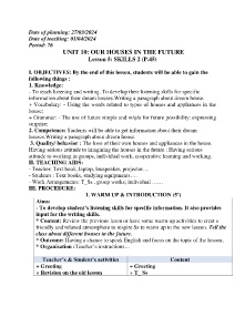 Giáo án Tiếng Anh 6 - Tuần 29 - Năm học 2023-2024
