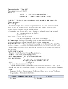 Giáo án Tiếng Anh 6 - Tuần 30, Unit 11: Our greener world - Năm học 2023-2024