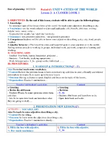 Giáo án Tiếng Anh 6 - Unit 9: Cities of the world - Năm học 2023-2024