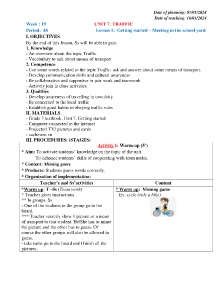 Giáo án Tiếng Anh 7 - Week 19, Unit 7: Traffic - Năm học 2023-2024