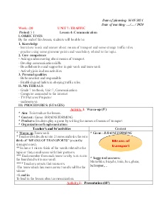 Giáo án Tiếng Anh 7 - Week 20 - Năm học 2023-2024