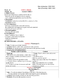 Giáo án Tiếng Anh 7 - Week 23 - Năm học 2023-2024