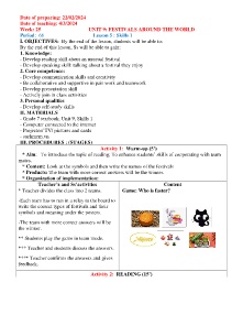 Giáo án Tiếng Anh 7 - Week 25 - Năm học 2023-2024