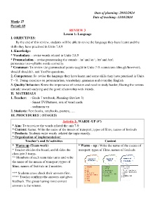 Giáo án Tiếng Anh 7 - Week 27 - Năm học 2023-2024