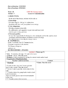Giáo án Tiếng Anh 7 - Week 28, Unit 10: Energy source - Năm học 2023-2024
