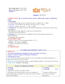 Giáo án Tiếng Anh 8 (Global success) - Week 1 - Năm học 2024-2025