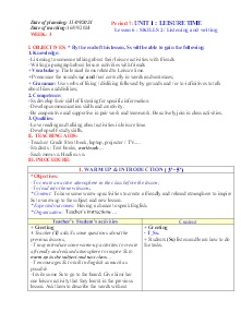 Giáo án Tiếng Anh 8 - Week 3 - Năm học 2024-2025