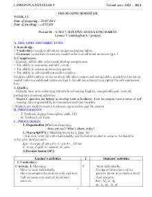 Giáo án Tiếng Anh 9 - Week 21 - Năm học 2023-2024