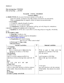 Giáo án Tiếng Anh 9 - Week 23, Period 60-62 - Năm học 2023-2024