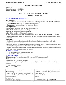 Giáo án Tiếng Anh 9 - Week 24 - Năm học 2023-2024