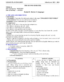 Giáo án Tiếng Anh 9 - Week 26 - Năm học 2023-2024