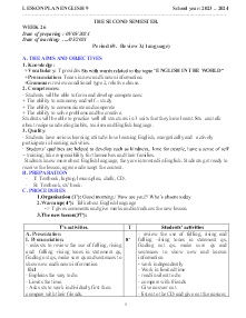 Giáo án Tiếng Anh 9 - Week 26, Period 69+70 - Năm học 2023-2024